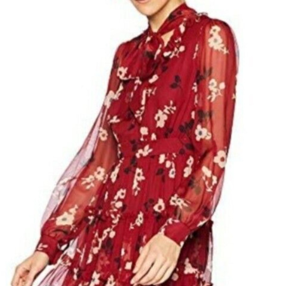Kate Spade Camelia Chiffon Floral Mini Dress So Foxy Size 12 NWT